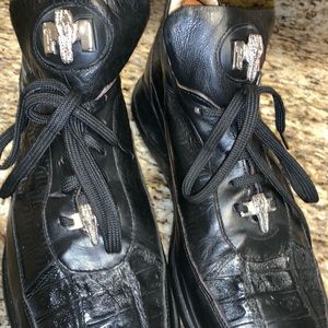 Mauri Italian Mens Embossed/Croco Black Sneakers